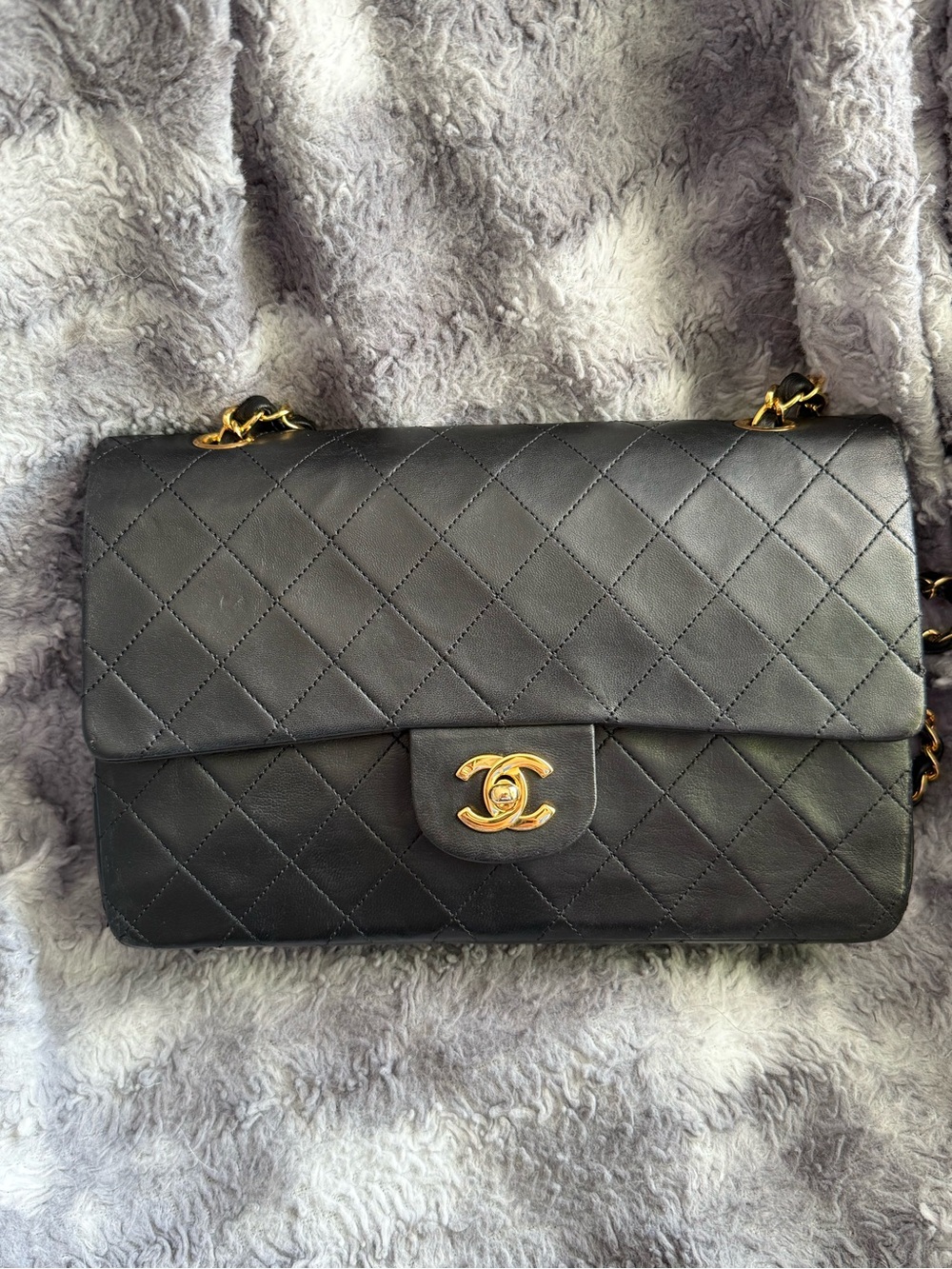 Chanel Classic Quilted Double Flap Bag in Black with Gold Hardware - Medium
